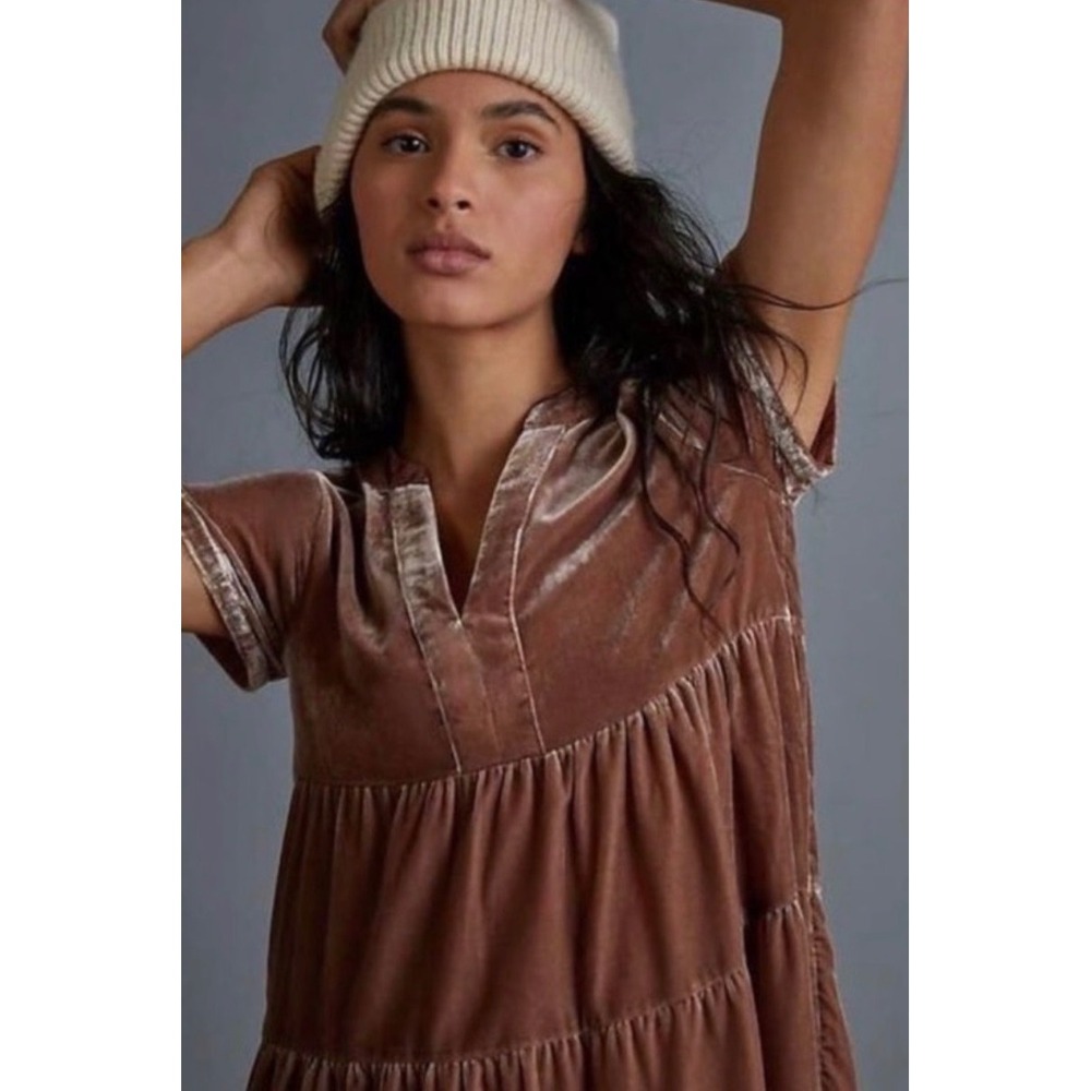 Maeve Anthropologie Fairy Grunge Velvet Tiered Babydoll Dress XL Whimsigoth Boho